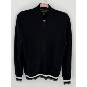 Banana Republic Black Bomber Style Full Zip Sweater Jacket